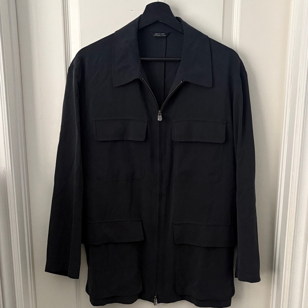 Armani Collezioni 100% Silk Utility Field Lightweight Jacket